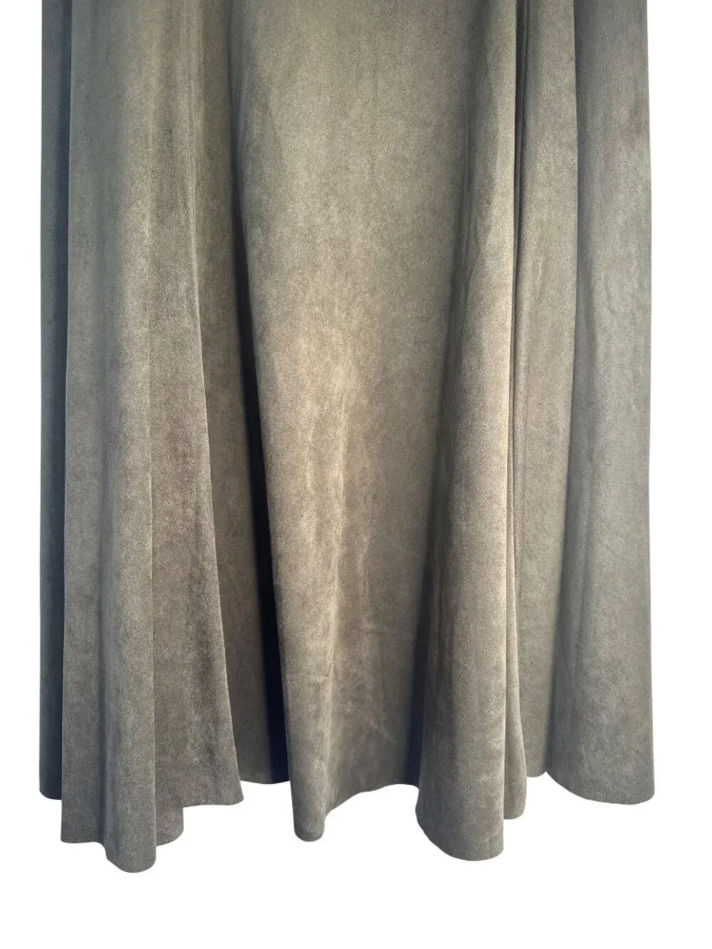 ZARA Olive Green Medium Faux Suede Midi High Waisted Skirt Polyester Blend - Picture 10 of 12